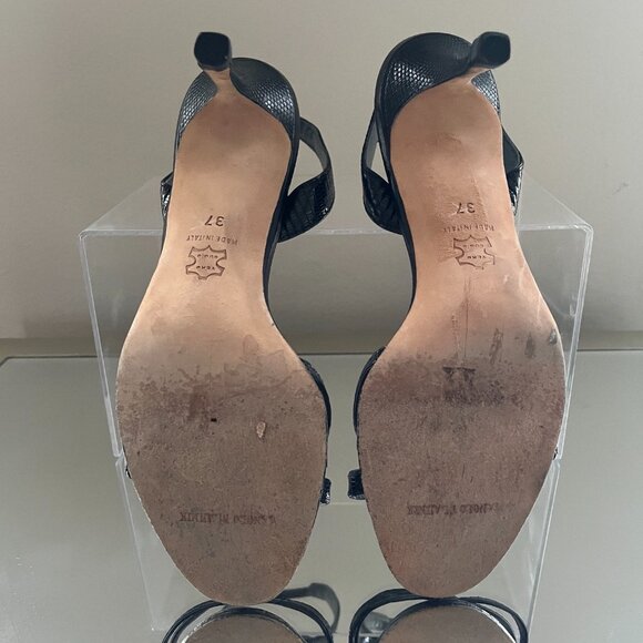 Manolo Blahnik Kitten Heel Black Sandals 70mm - Size 37 - Picture 5 of 7